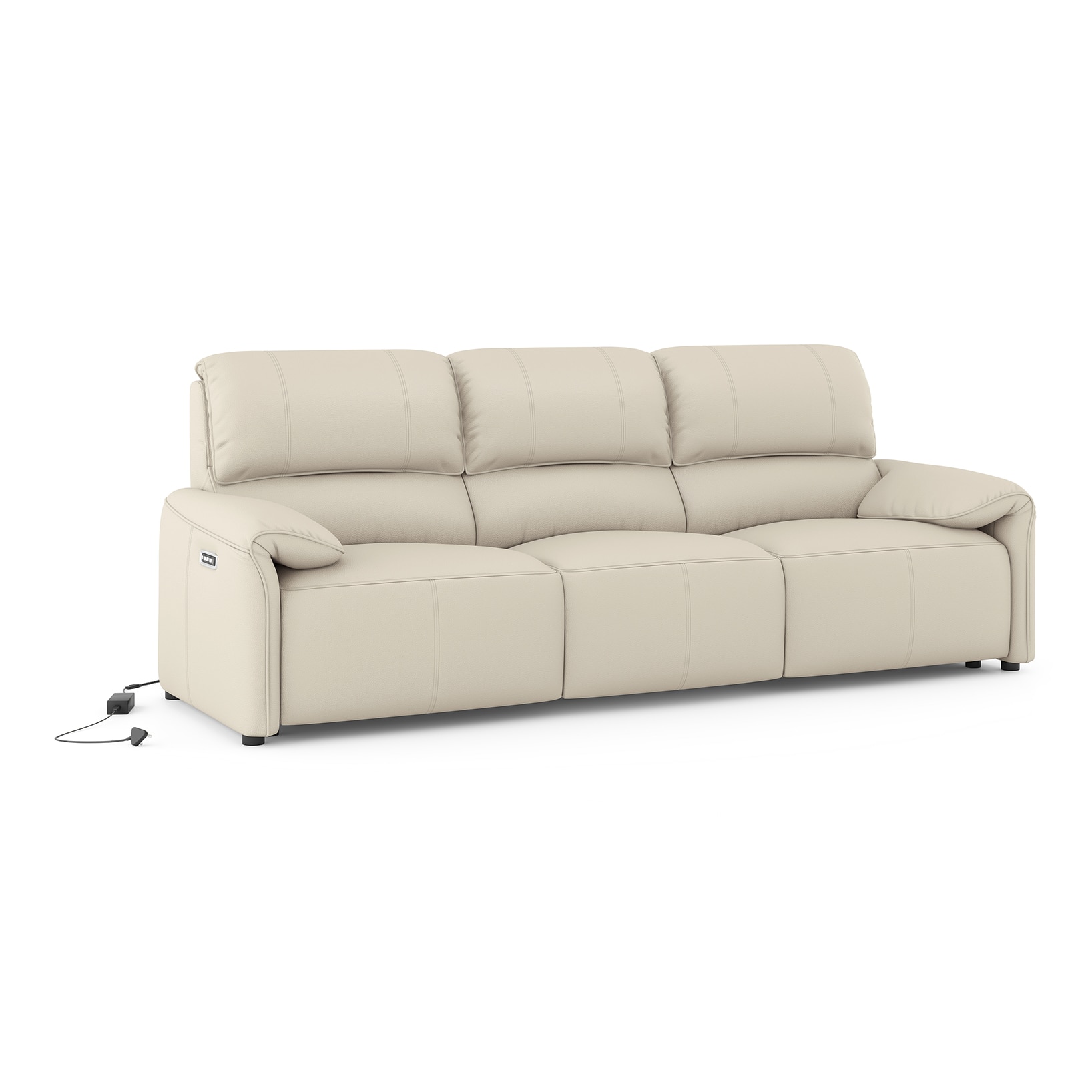 Leeroy Three Seater Leather Recliner Sofa in Oyster White Colour