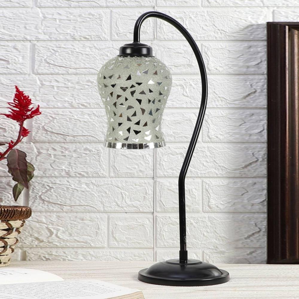 Multicolor Mosaic Glass Curvy Table lamp with Iron Base (EN18) - Devansh