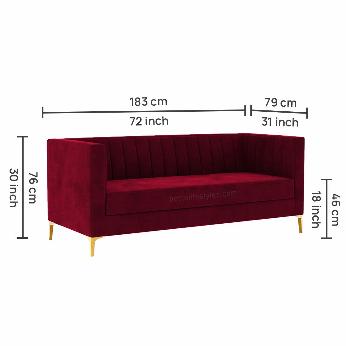 Loris Fabric Sofa - Maroon