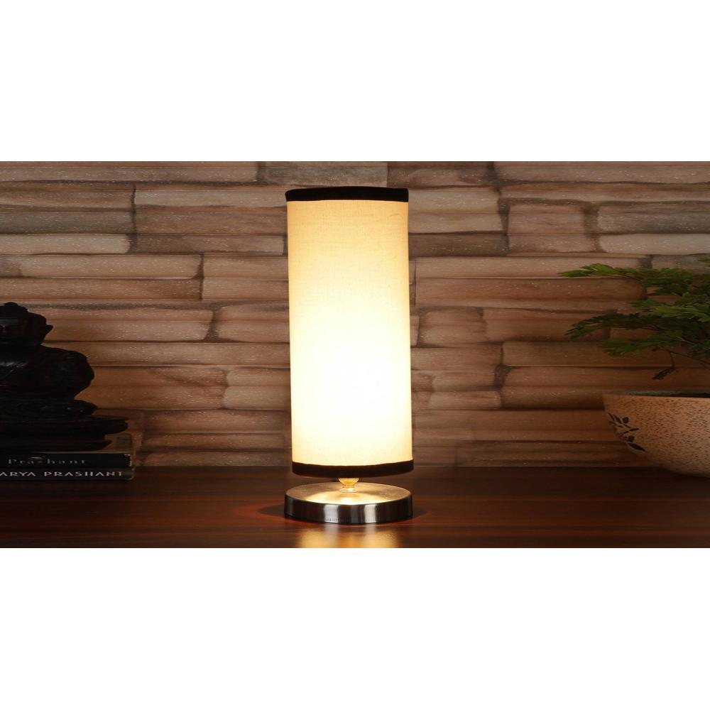 white & black cotton table lamp with Steel Base -7
