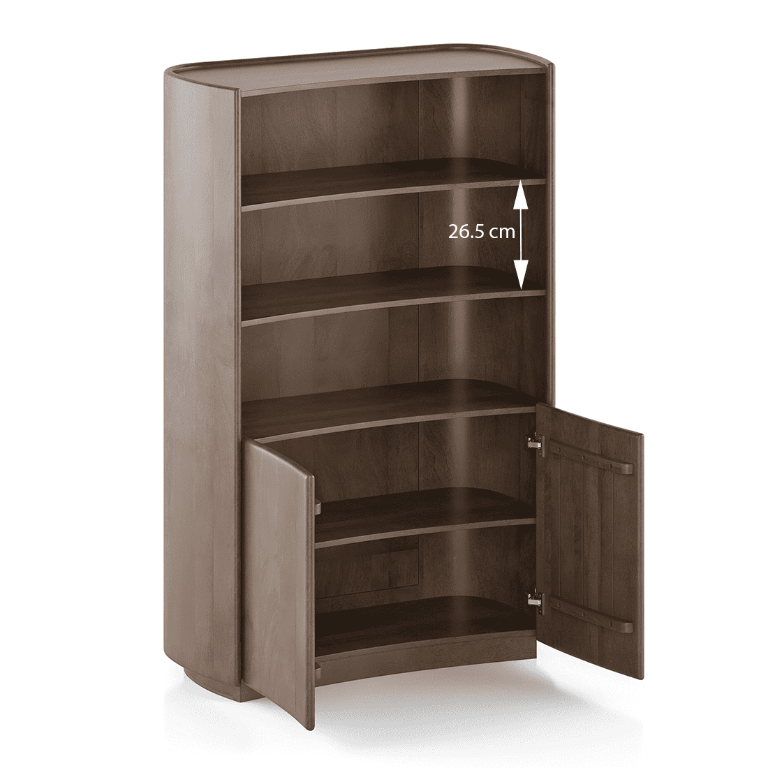 Torin Solid Wood Bookshelf In Danish Walnut Finish