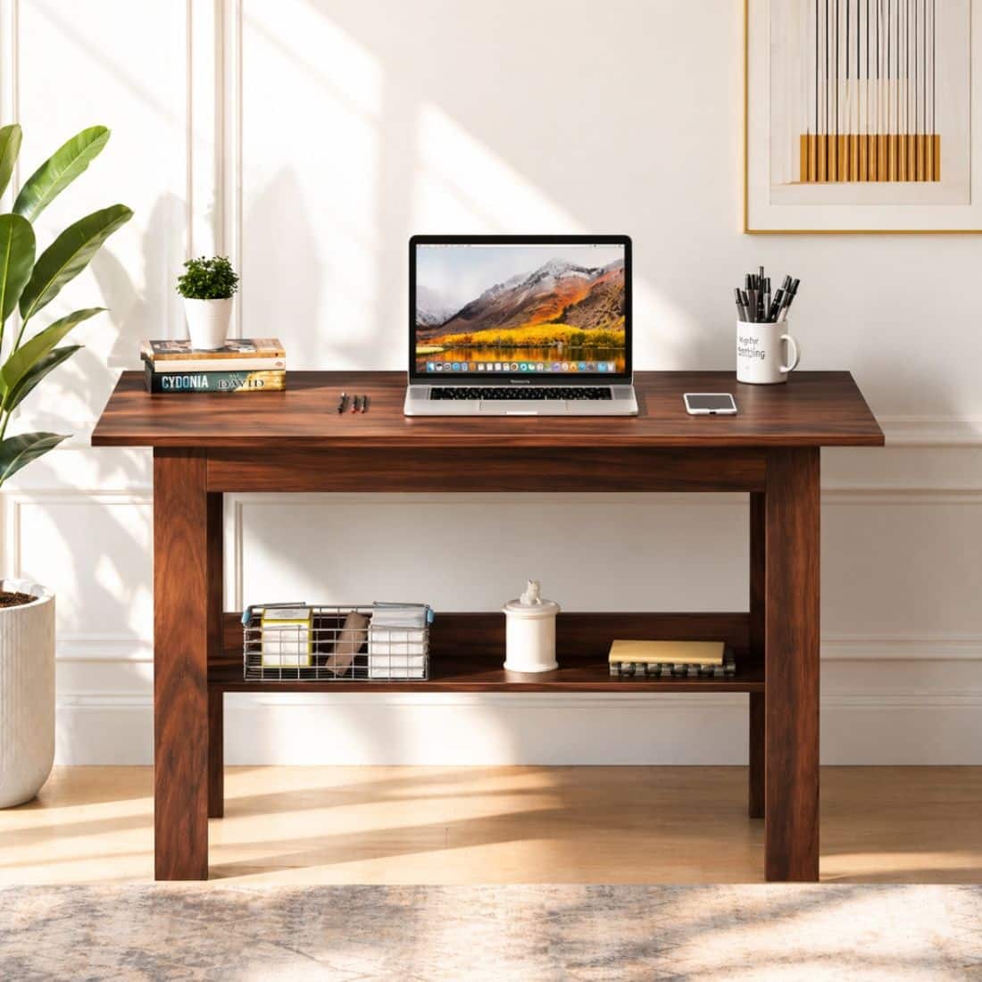 Spydercraft Spacio Modern Study Table in Columbian Walnut Finish - Spydercraft