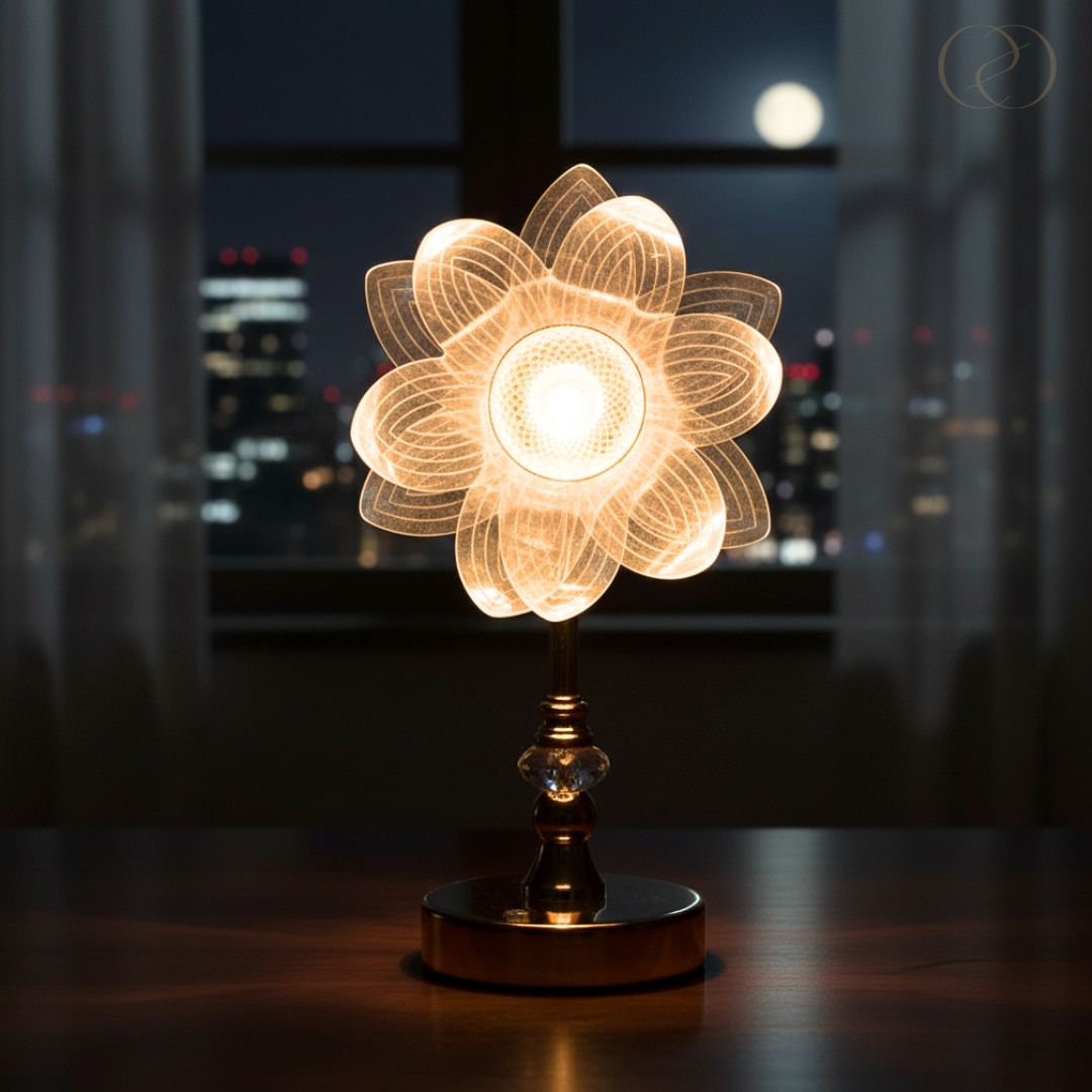 Gold Halo Flower Lamp for Gift Purpose