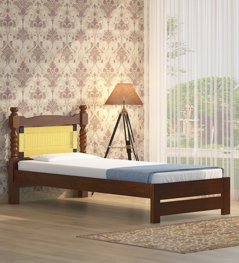 Rapipa Sheesham Wood Single Size Bed In Teak Finish With Non Storage (36x 78 inches)-image-43
