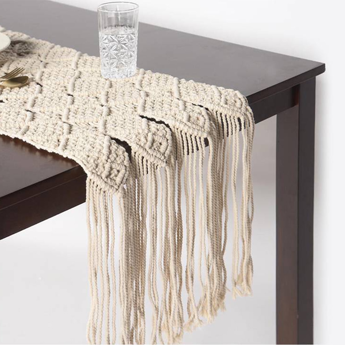 Macrame Panel Fringed Table runner