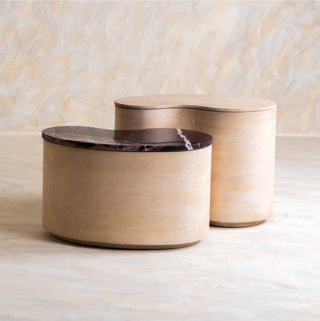 Chip and Dale Solid Wood Coffee Table Set of Two in Black Colour - Orange Tree