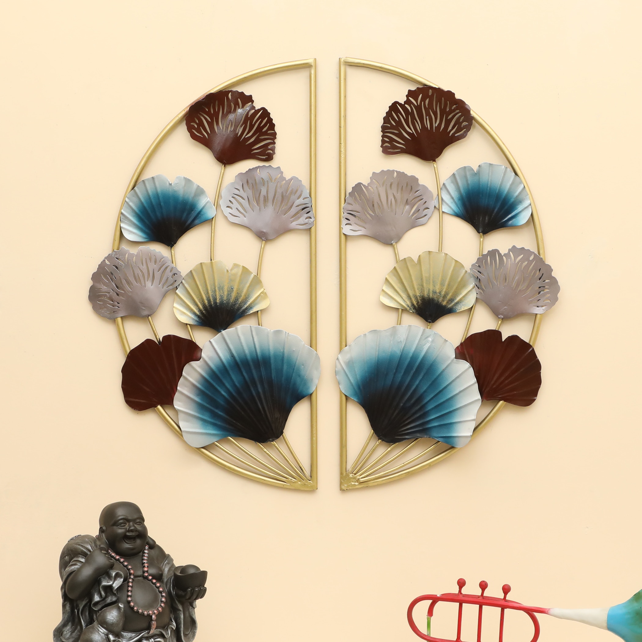 W-Mina Abstract Metal Wall Decor in Multicolor Set of 1-image-43