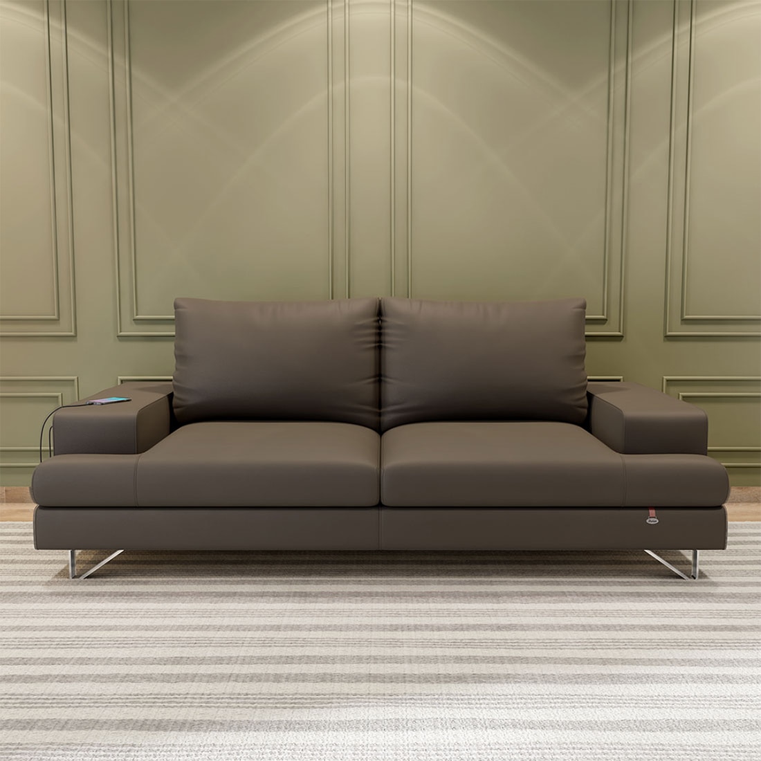 Benjamin 3 Seater Leatherette Sole in Ash Grey Colour - Durian