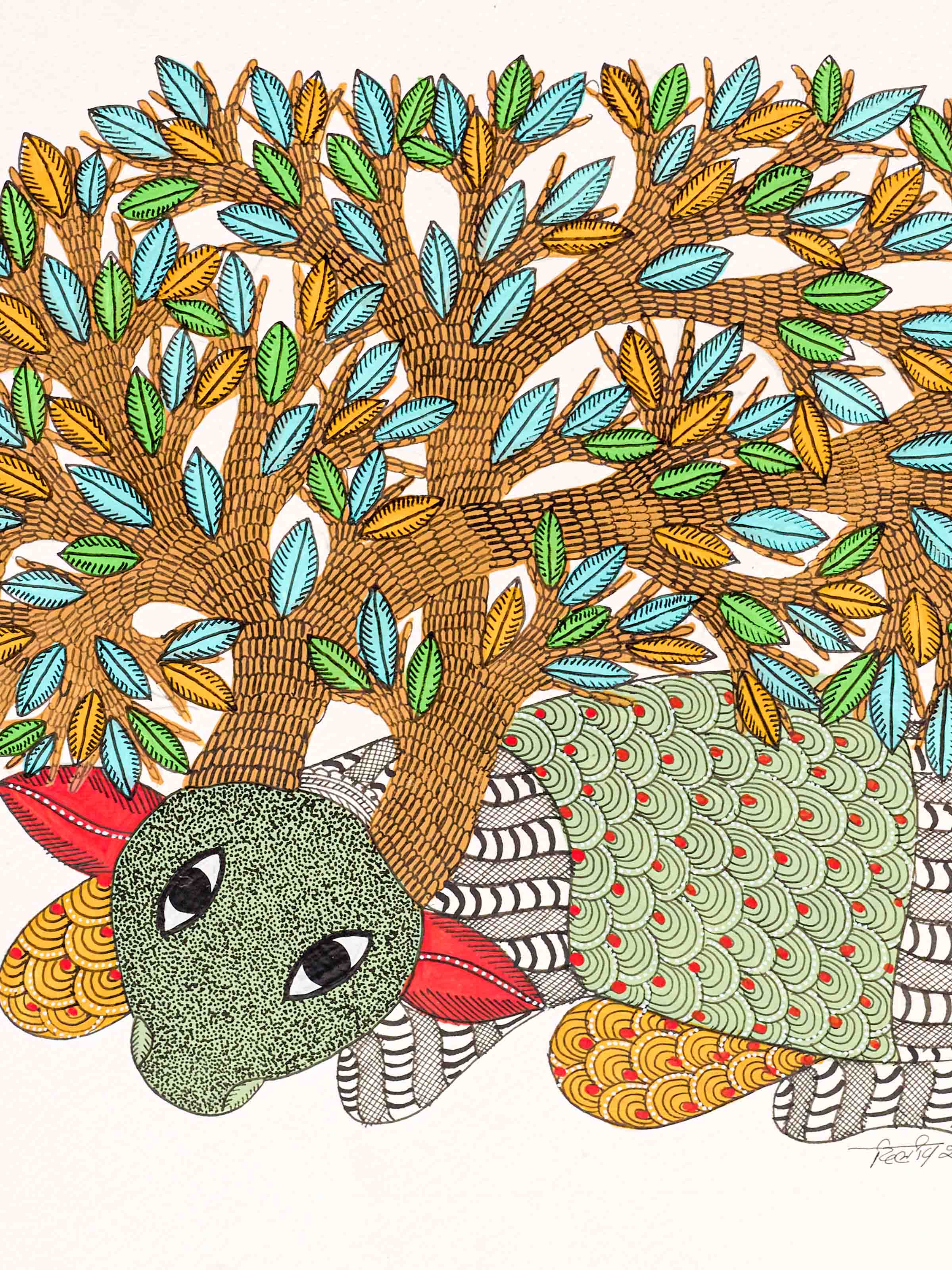 Resting Deer Gond Art