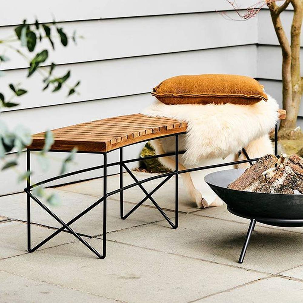 Hevea Solid Wood Bench in Rustic Teak Finish
