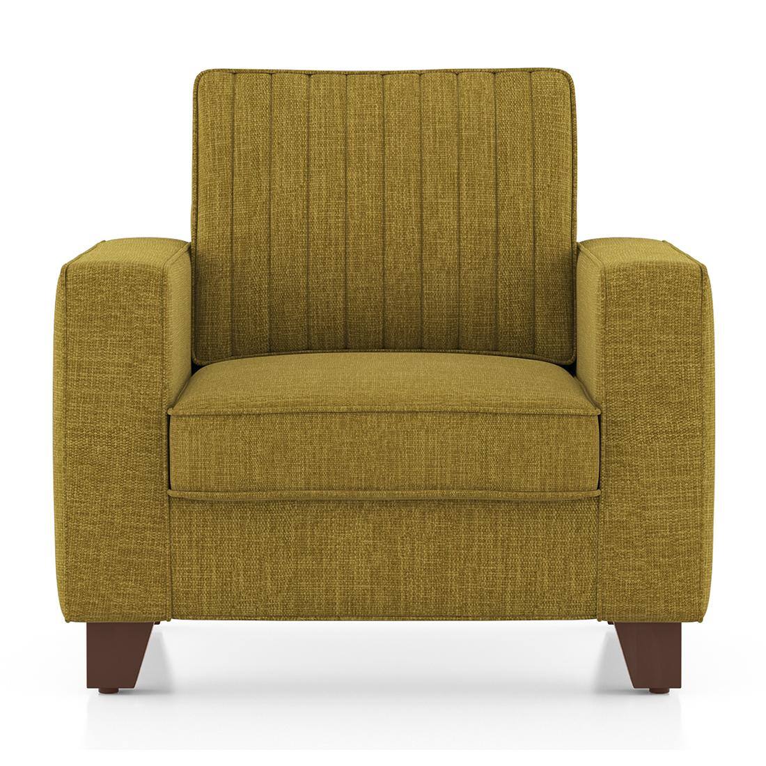 Apollo Neo 1 Seater Fabric Sofa in Olive Green Colour (Back Height : Regular, Cushion Type : Soft)