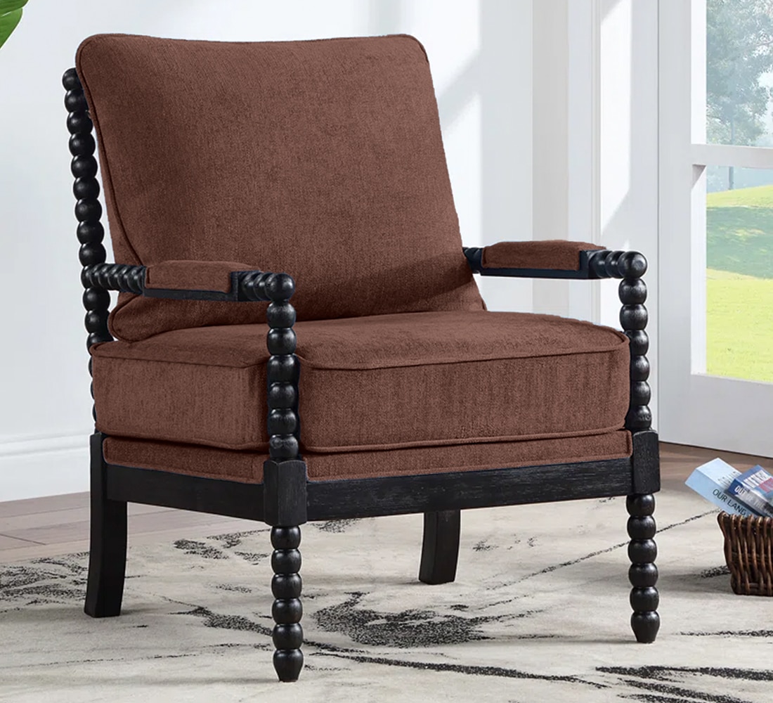 Luxe L in en Fabric Lounge Chair in Brown - KURSIWALLAH