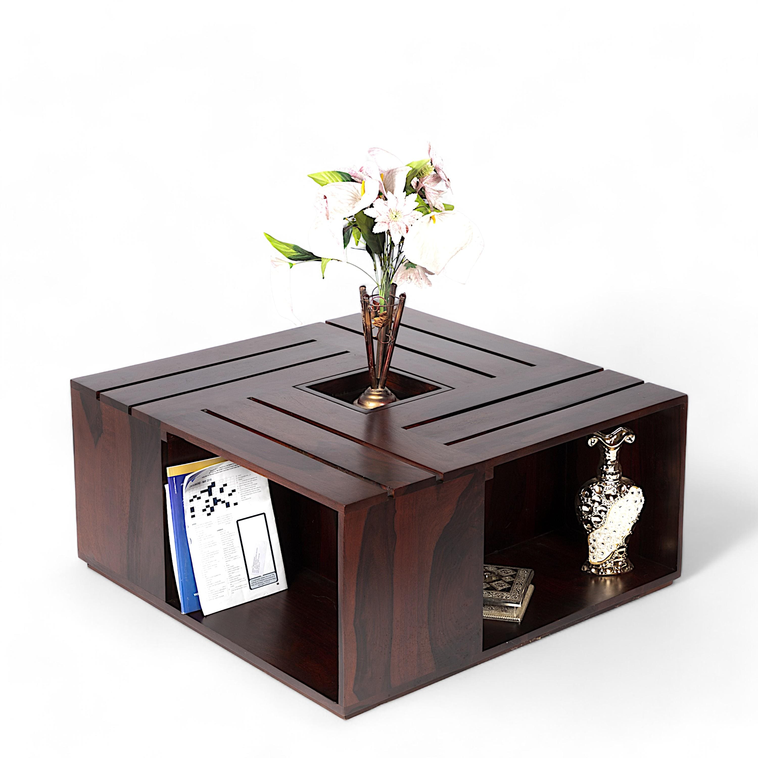 Milan Sheesham Wood Coffee Table In Walnut Finish