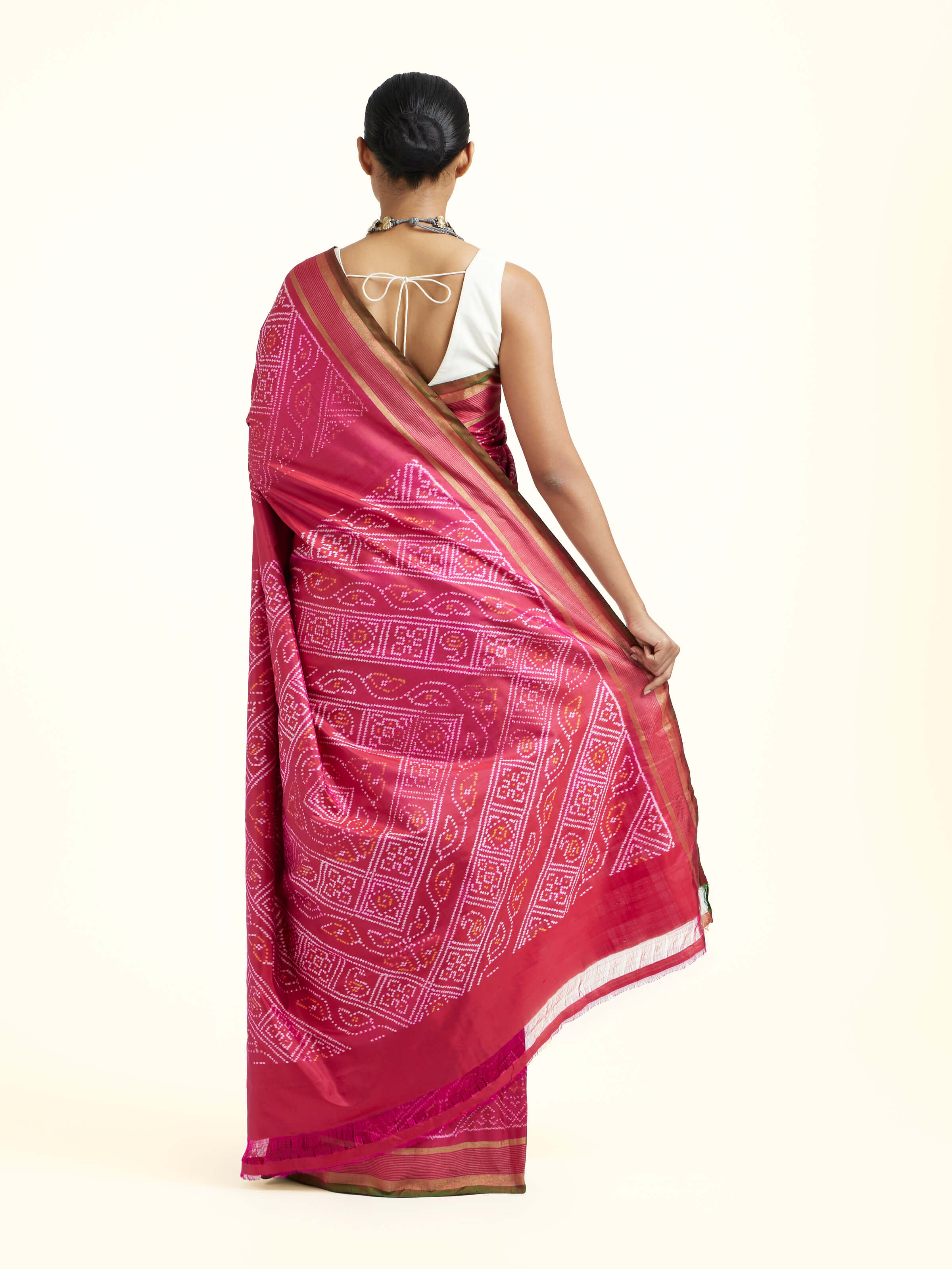 Red Silk Pochampally Single Ikat Saree