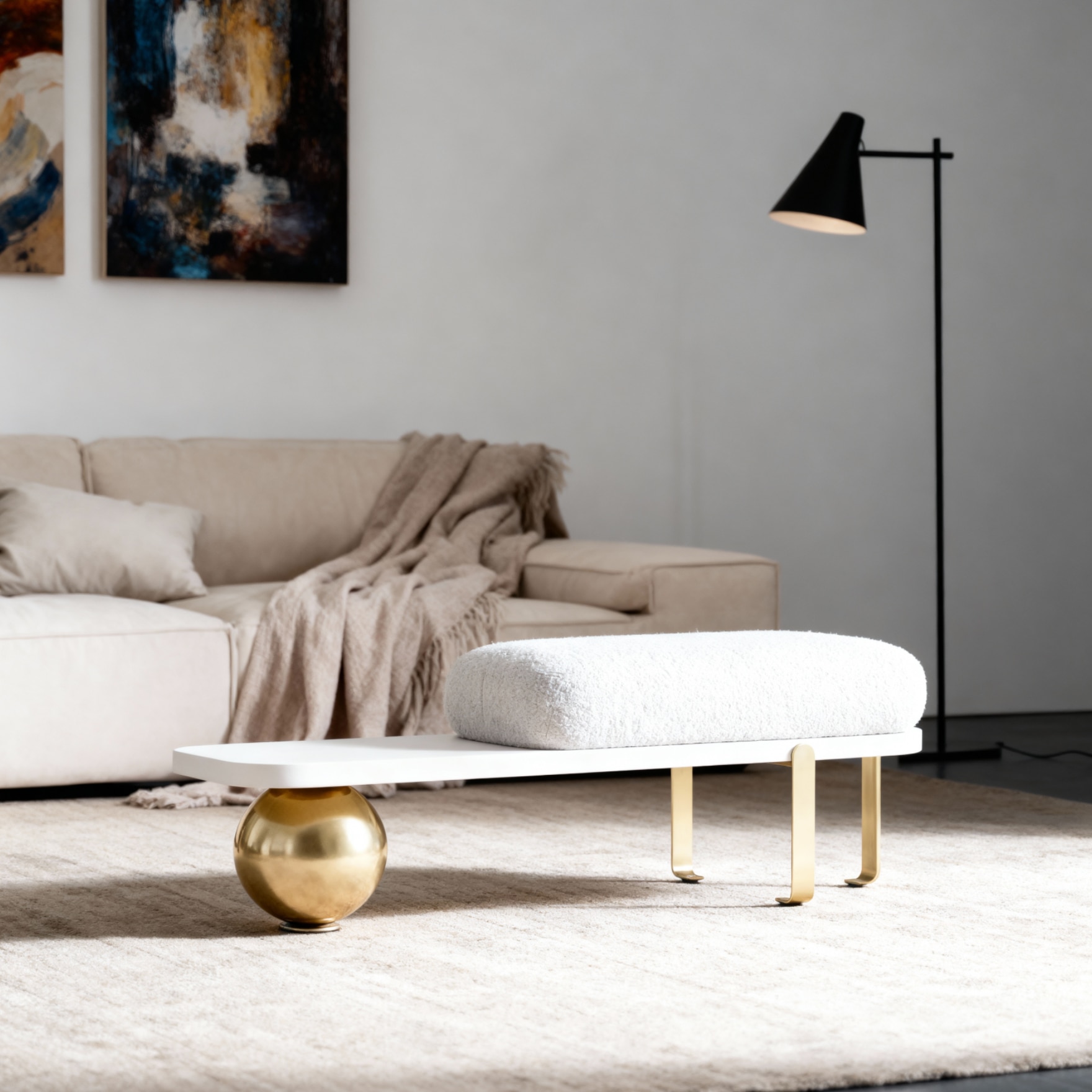 Noble Aura Metal Bench in White Finish - Handicrafts Town