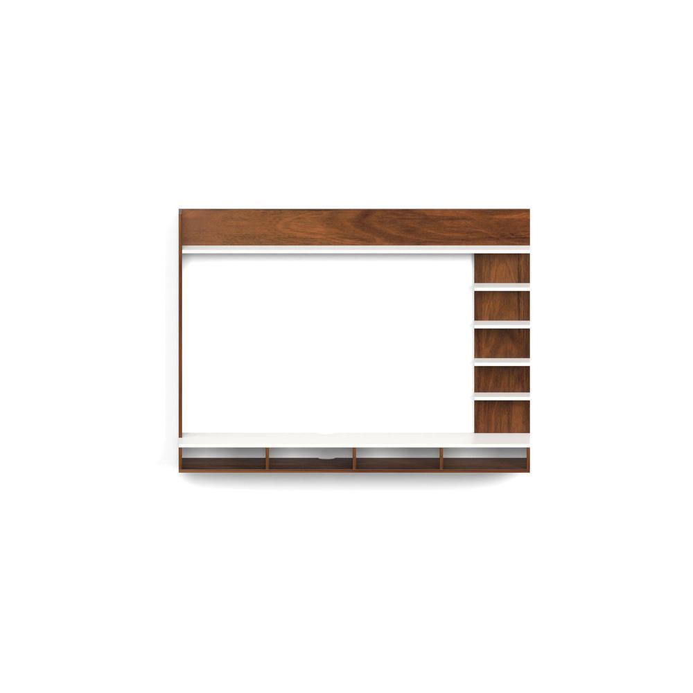 Primax Grande Engineering Wood Wall Mount TV Entertainment Unit Set Top Box Stand/TV Cabinet with Shelves for Books & Décor Display Unit Bed Living Room Upto 50 Inches (Brown Maple & White)