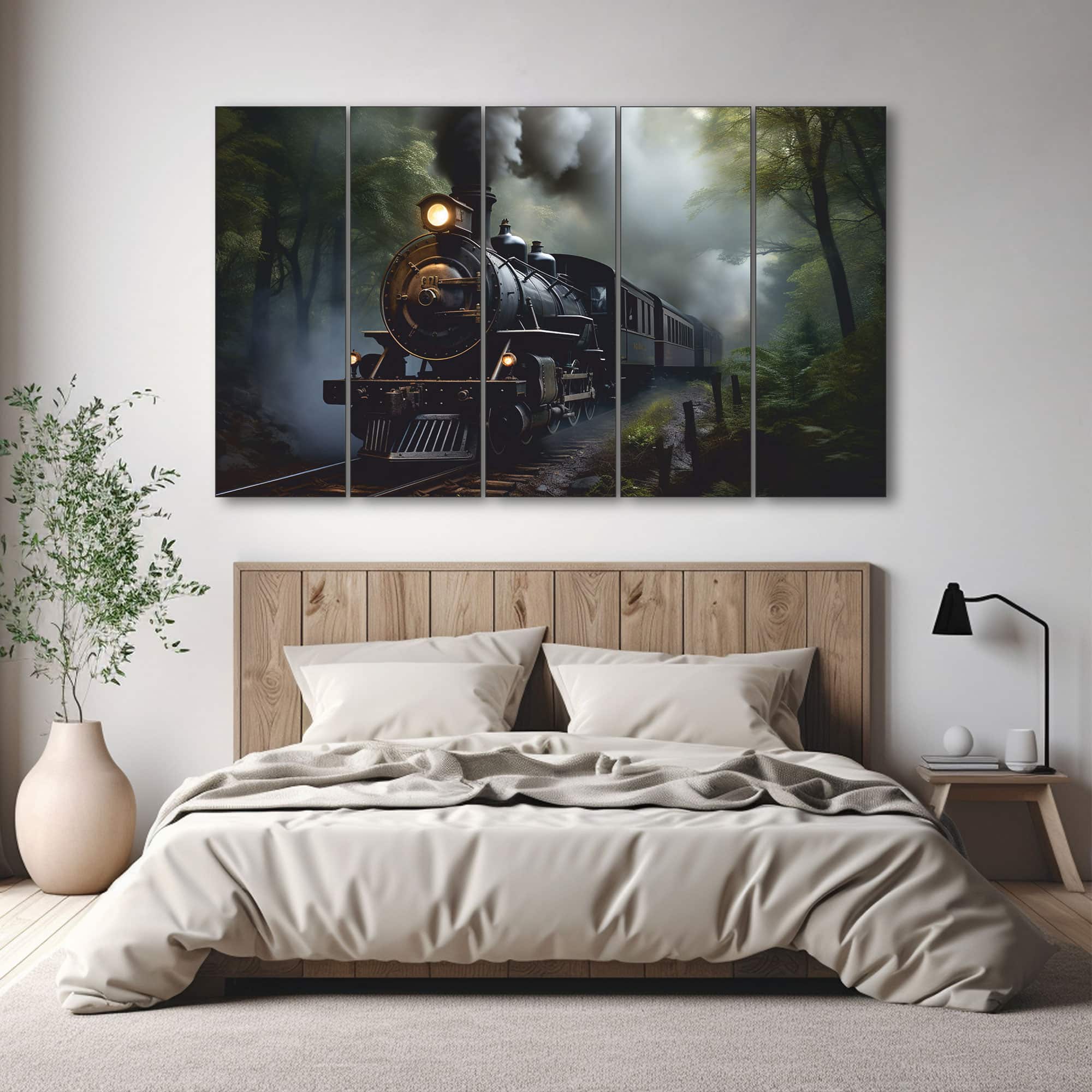 The Castle Decor Train Art Wall Painting Wooden Framed Digital Painting 27x48 Inch - The Castle Decor