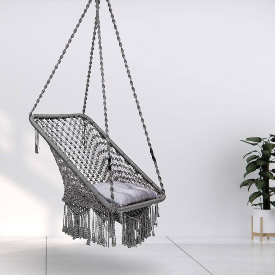 Swingzy Premium Rectangle Swing Chair for Adults Grey with Accessories