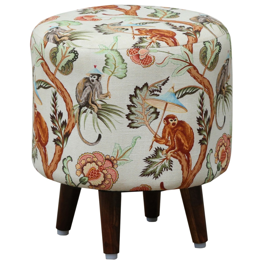 Calvemix Solid Wood Pouffee in Multicolor