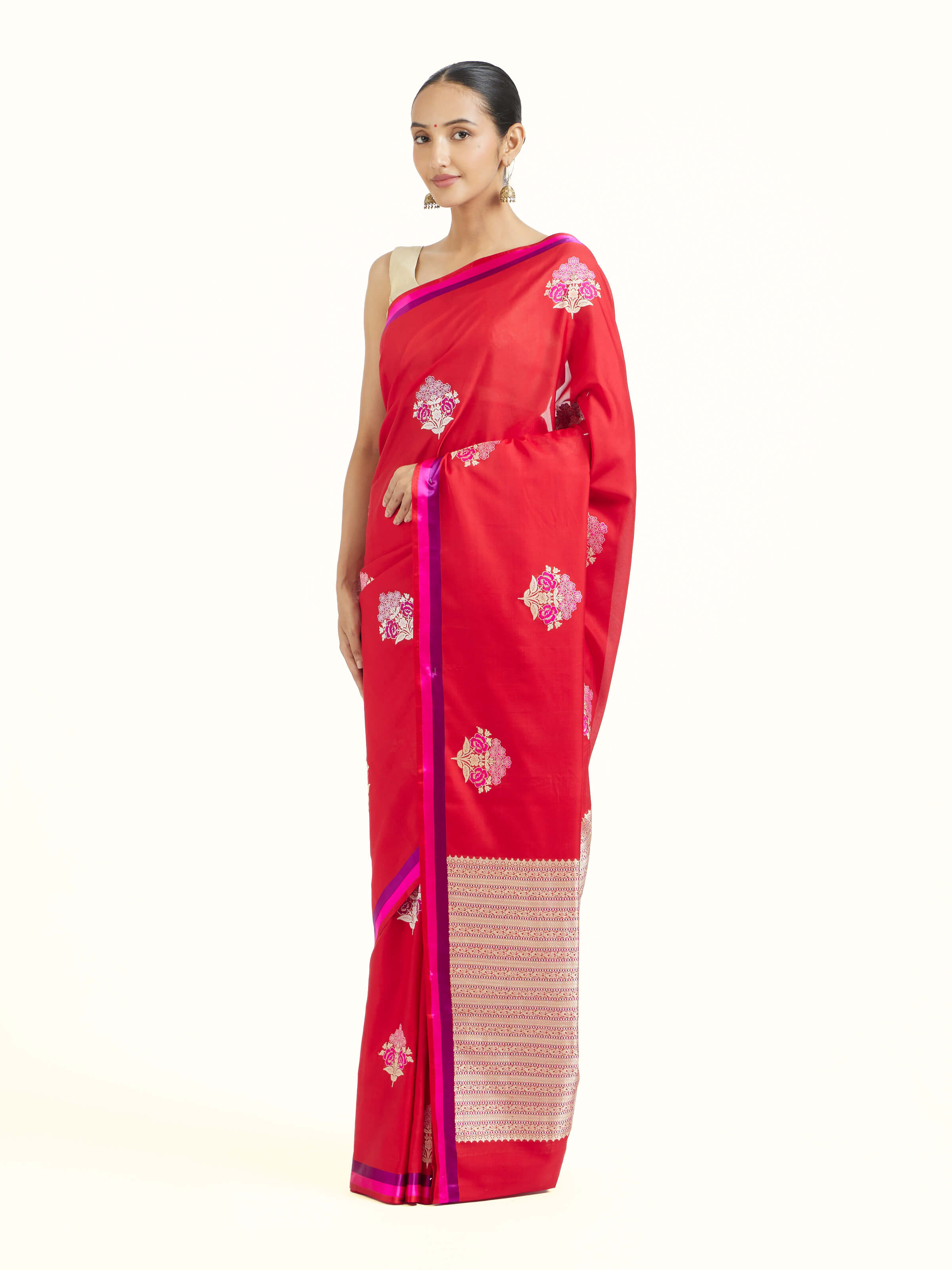Red Banarasi Kadhwa Silk Saree