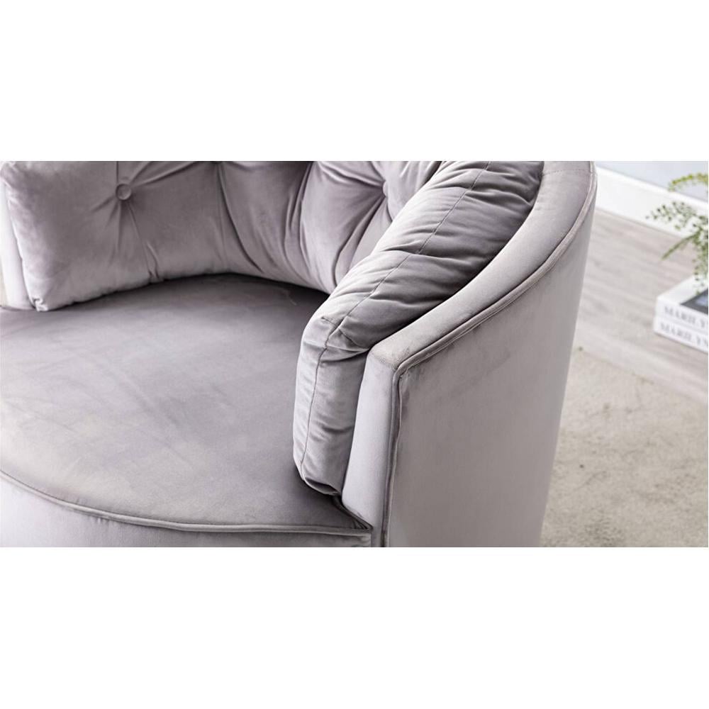 Marius Swivel Solid Wood Round Chair in Grey Colour