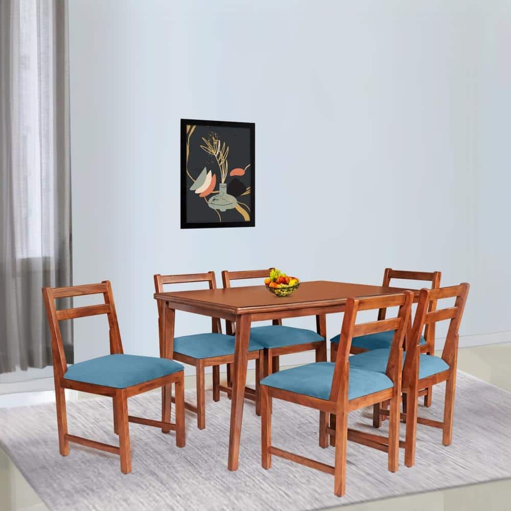 lyvia solid wood 6 seater Dining table in Provincial Teak
