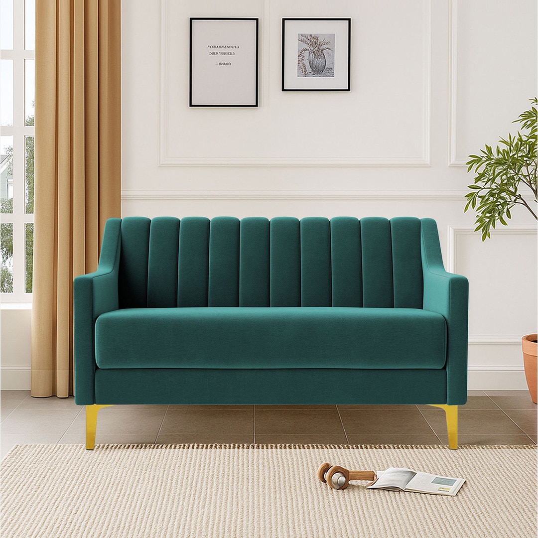 Fame Velvet 2 Seater Sofa in T Blue Colour