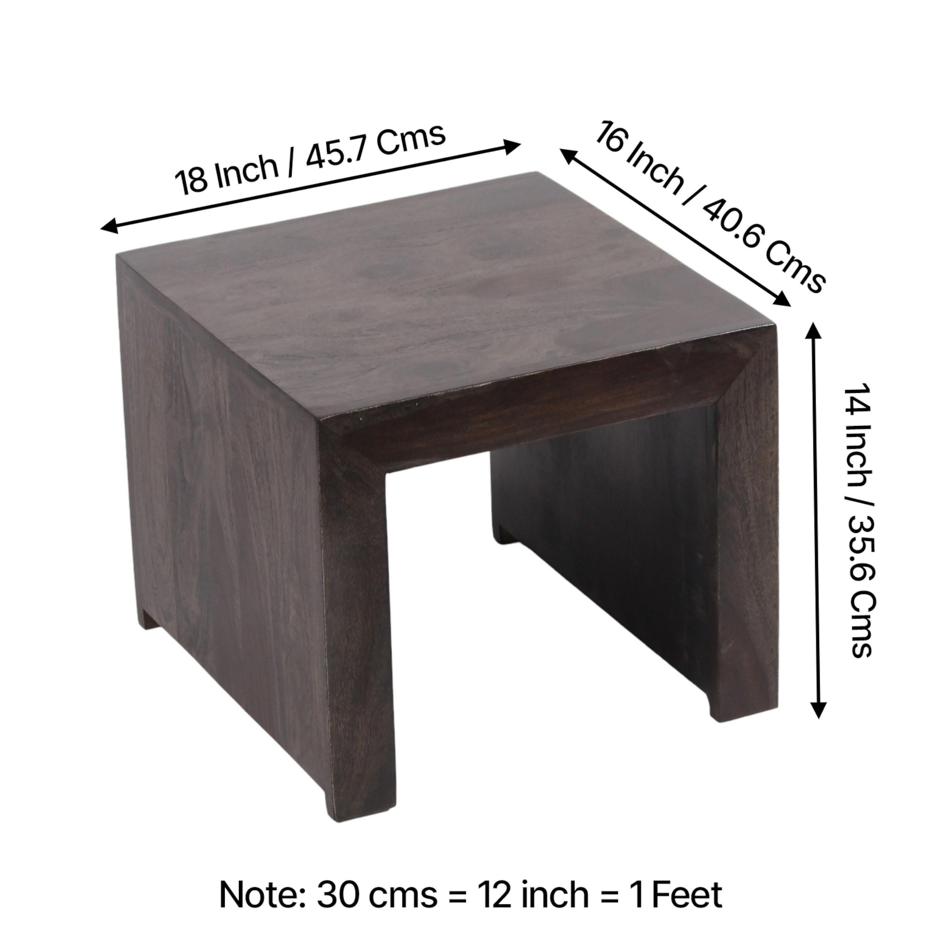 Kassel Sheesham Wood Coffee Table With 2 Stools Set In Mahogany Finish