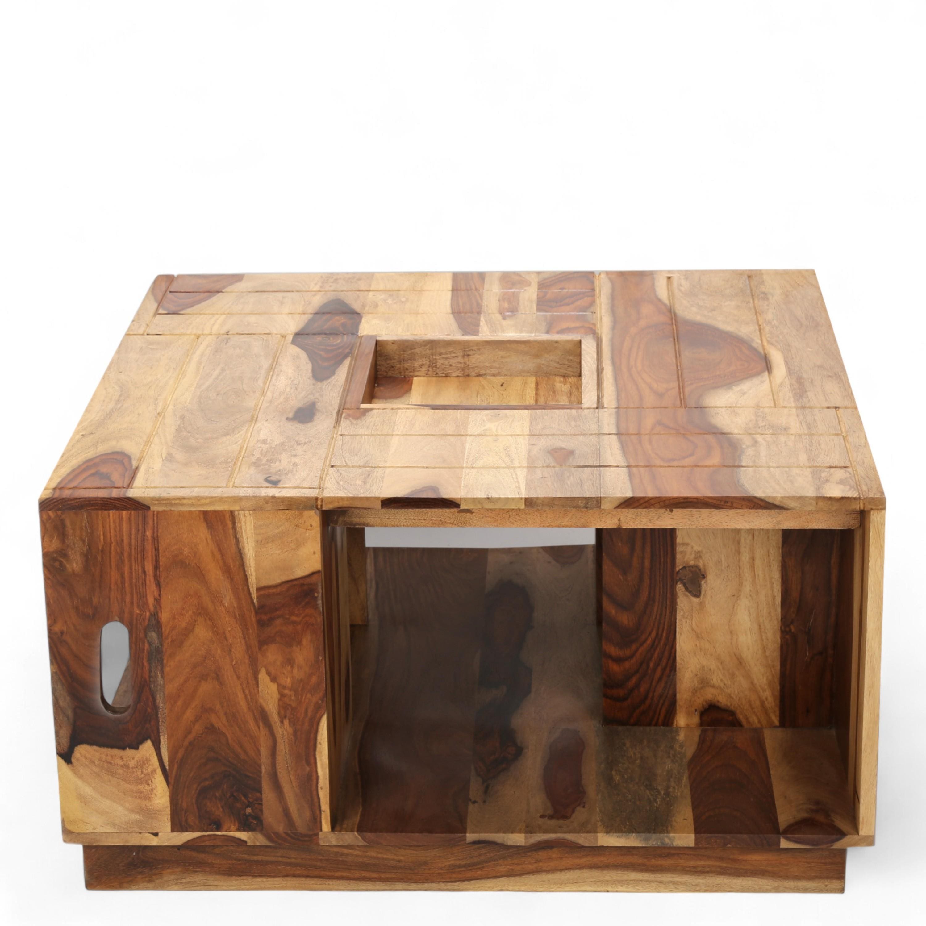 Wayne Sheesham Wood Coffee Table In Natural Rosewood (Semi Gloss)