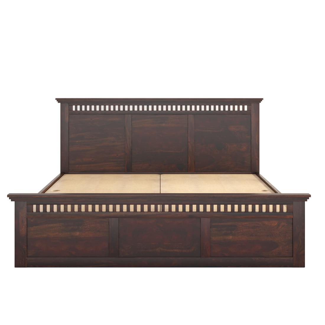 Madhvi Solid Wood Size Bed In Box Storage Bed In Provincial Walnut Finish