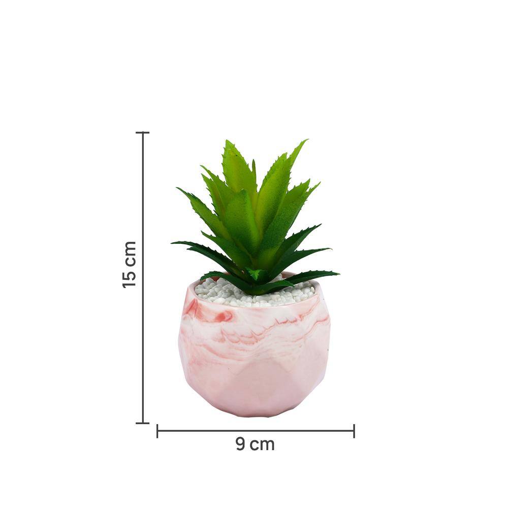 Pink 1 Pieces Aloe Vera Artificial Plant With Pot