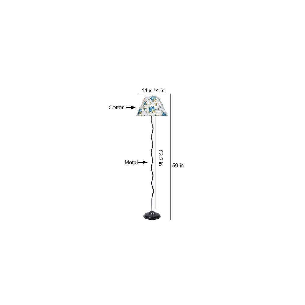 Nikolai Multicolour Fabric Floor Lamp with Black Iron Base