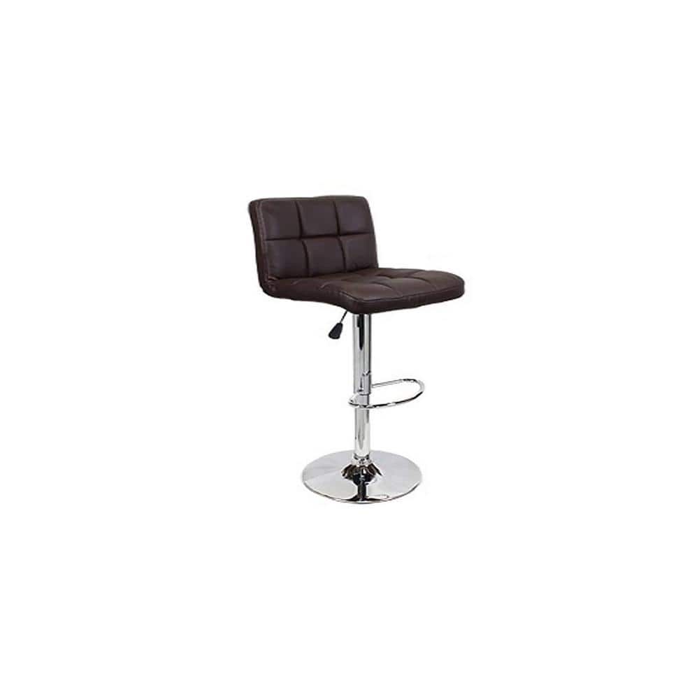 Cadbury Handrest Swivel Leatherette Bar Stool in Brown Finish