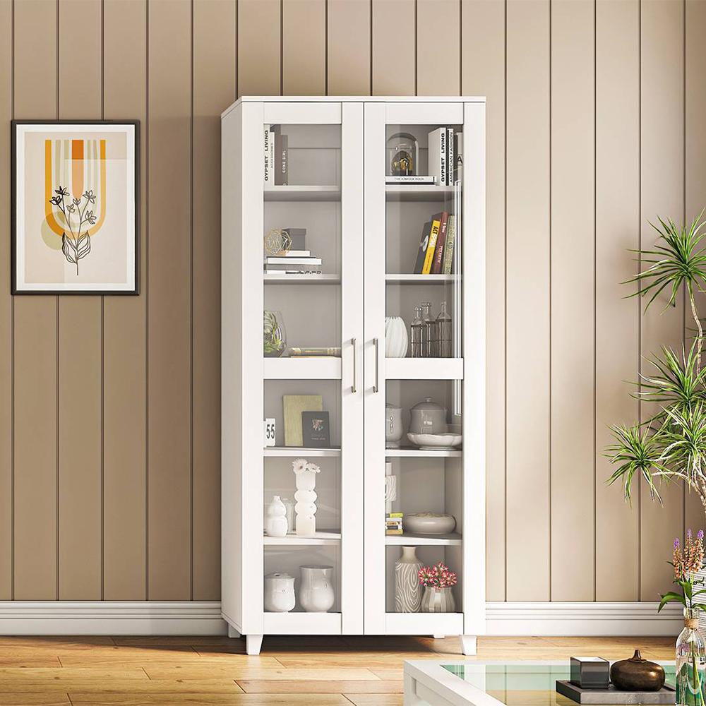 Paige Tall Storage Cabinet in Frosty White