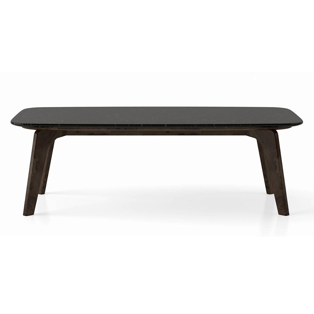 Galaxy Rectangular Stone Coffee Table In American Walnut Finish