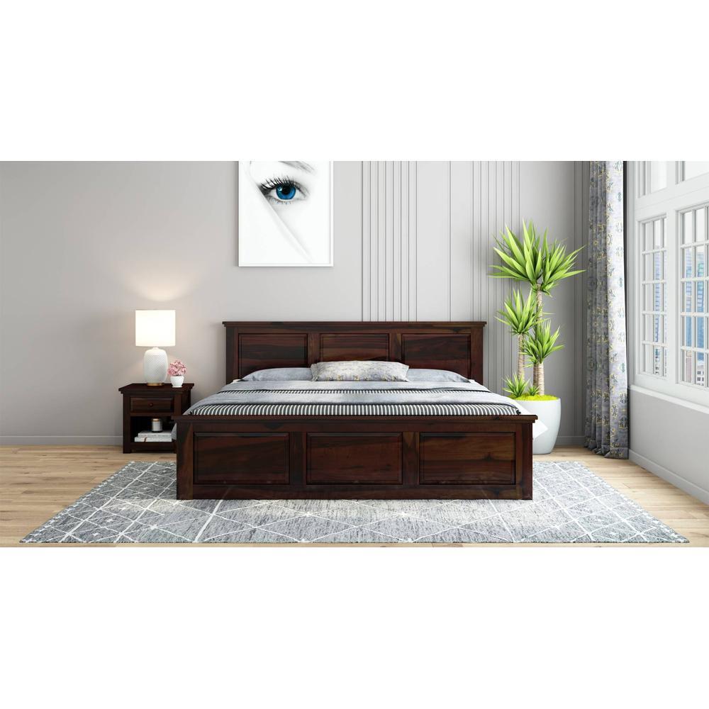 Stainfleld Sheesham Wood Queen Size Bed Non Storage Bed Walnut Finish (60 x 78 inches)