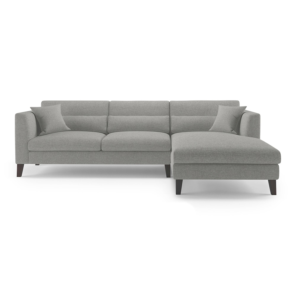 Lewis Sectional Sofa (Colour : Vapour Grey, Cushion : Hard, Seater : Right Aligned 3 Seater + Right Aligned Chaise) - Urban Ladder