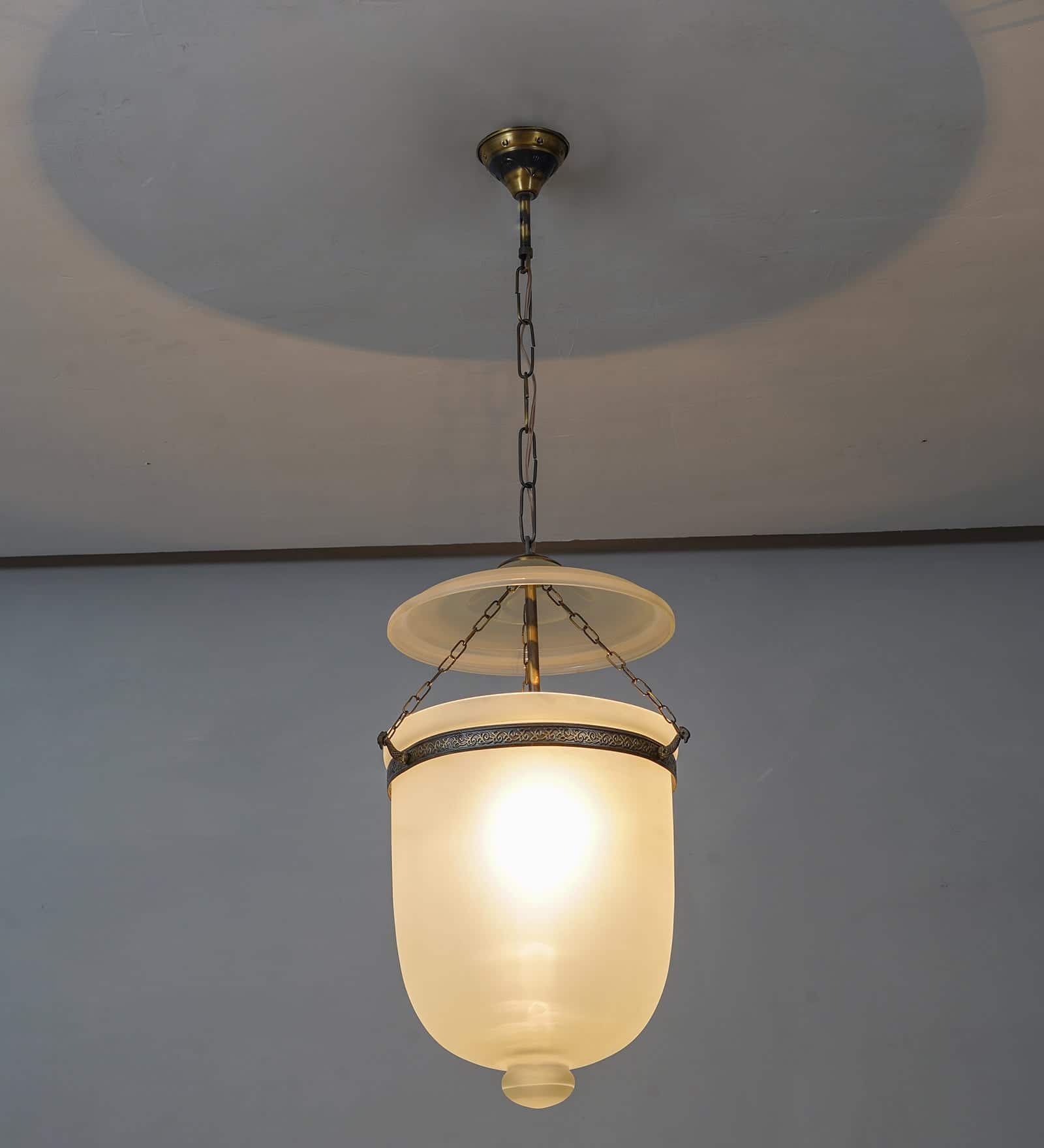 NOLAN Frosted White Glass and Brass Ceiling Pendant Light