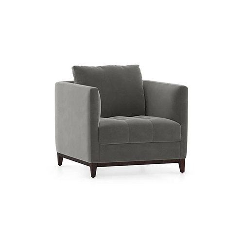 Florence Luxe 1 Seater Fabric Sofa in Ash Grey Velvet Colour