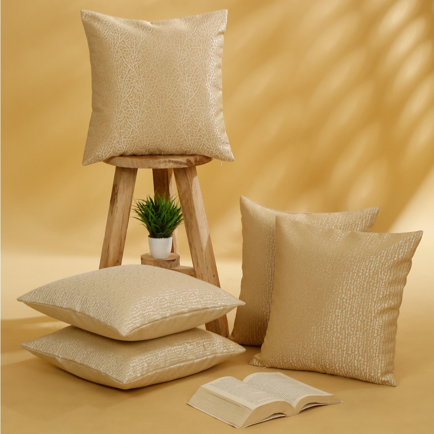 Set Of 5 Jacquard Square Cushion Covers