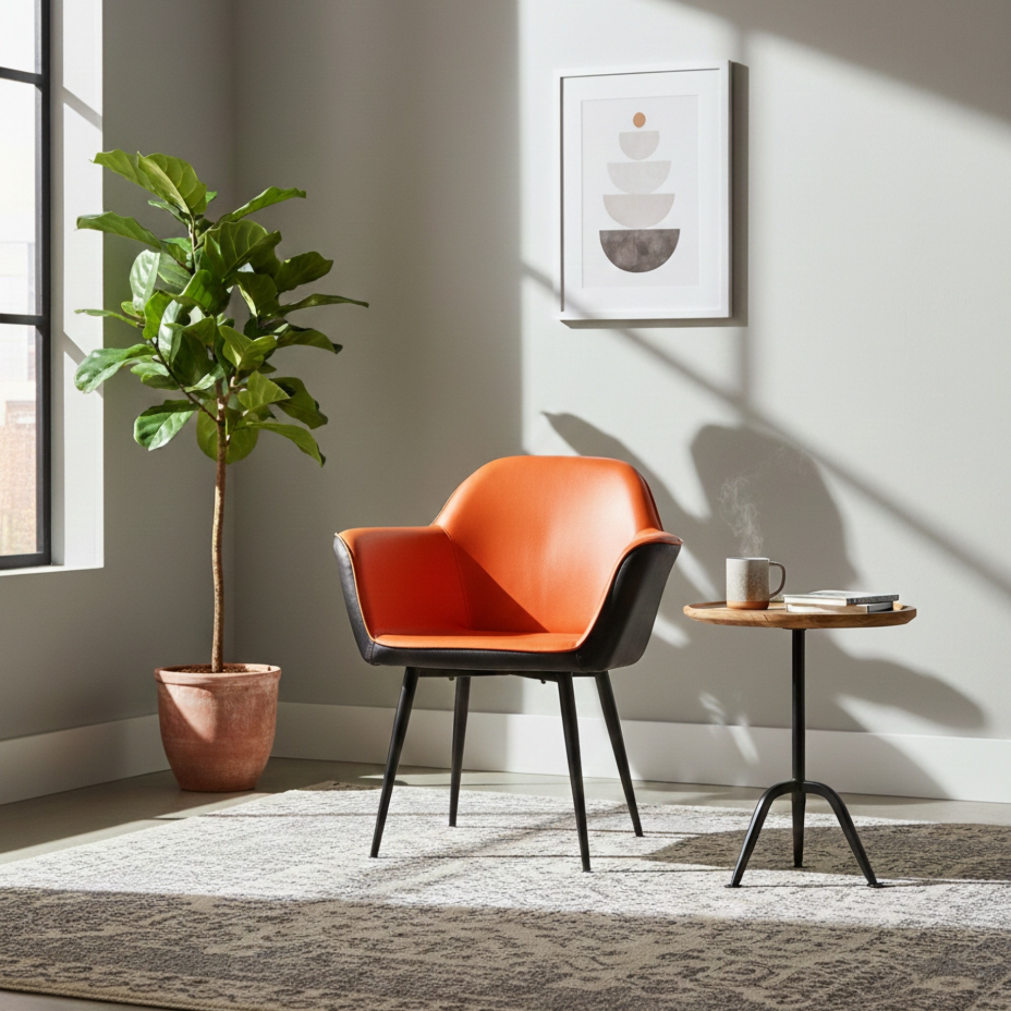 Adiko Leatherette Lounge Chair in Orange Colour - Adiko Systems
