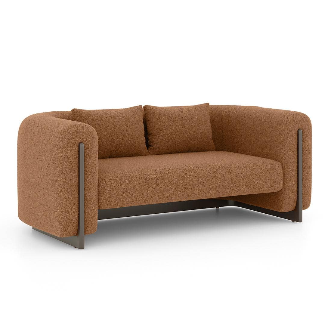 Reno Two Seater Fabric Sofa in Rust Boucle