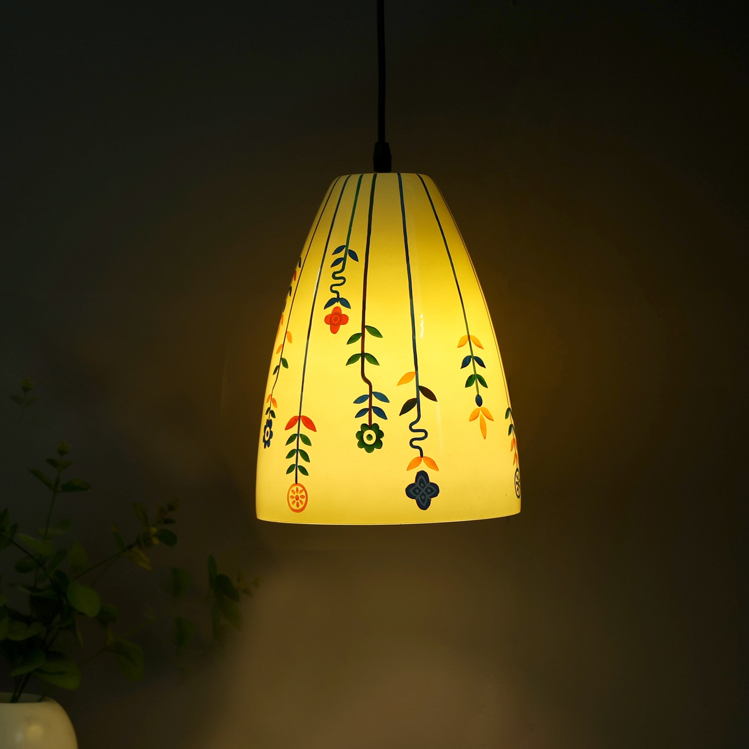 Decorative Glass Electric Hanging Light in White Colour