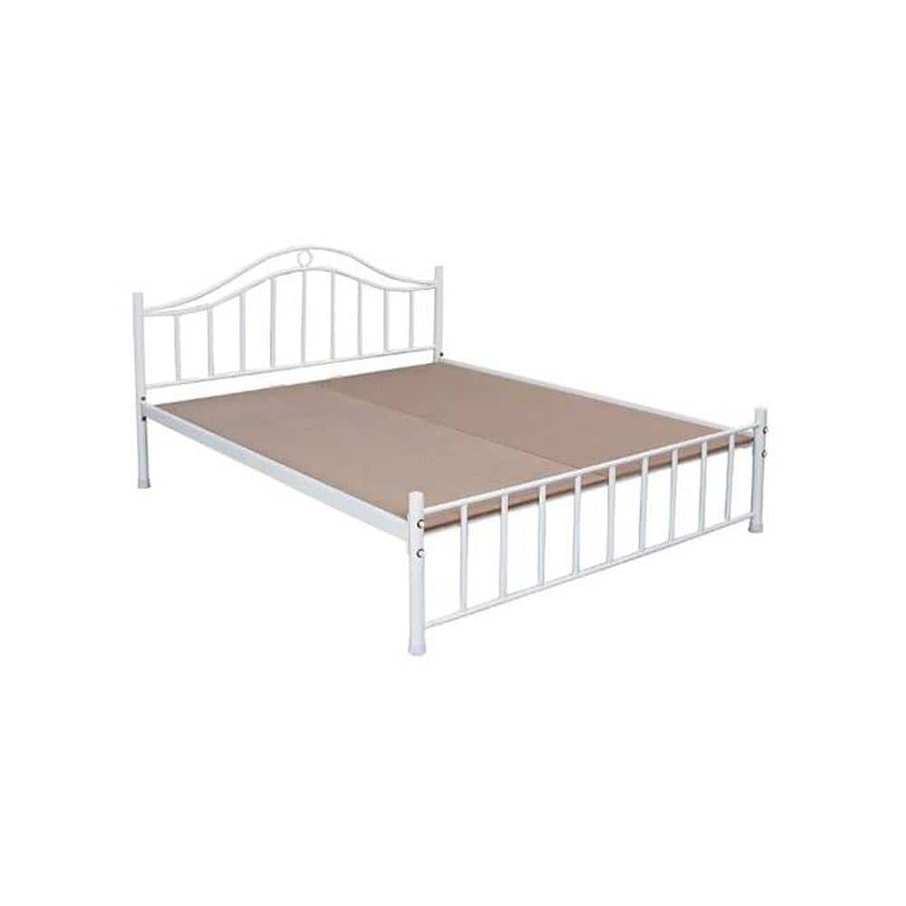 Morris Metal Queen Size Non Storage Bed In White Finish