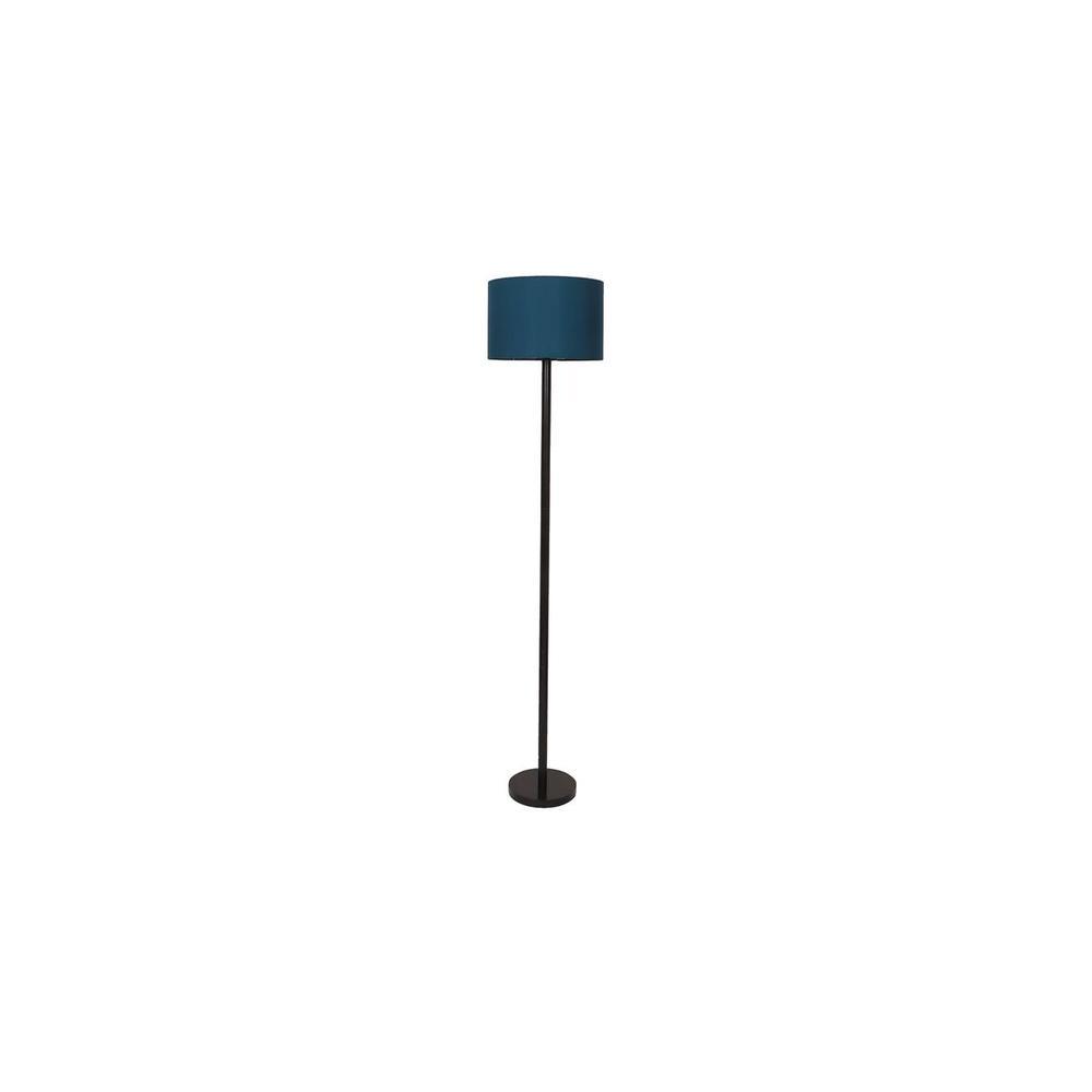 Waldo Blue Cotton Floor Lamp with Solid Wood