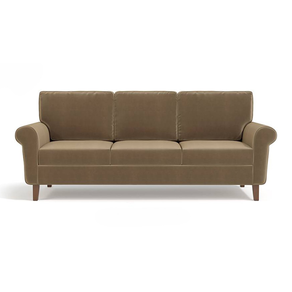 Oxford 3 Seater Fabric Sofa in Fawn Velvet Colour
