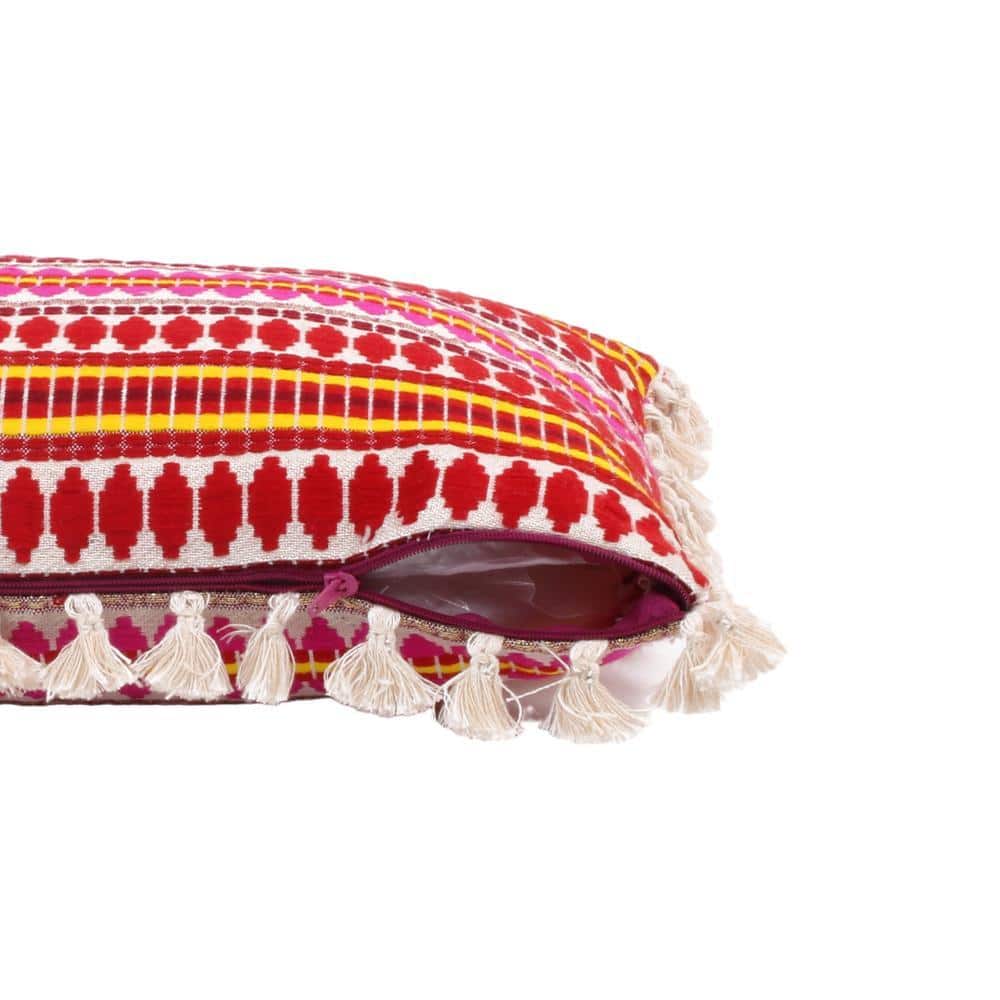 Acrylic Striped Cushion Cover with Lace Set of 2 (16 X 16 Inches)