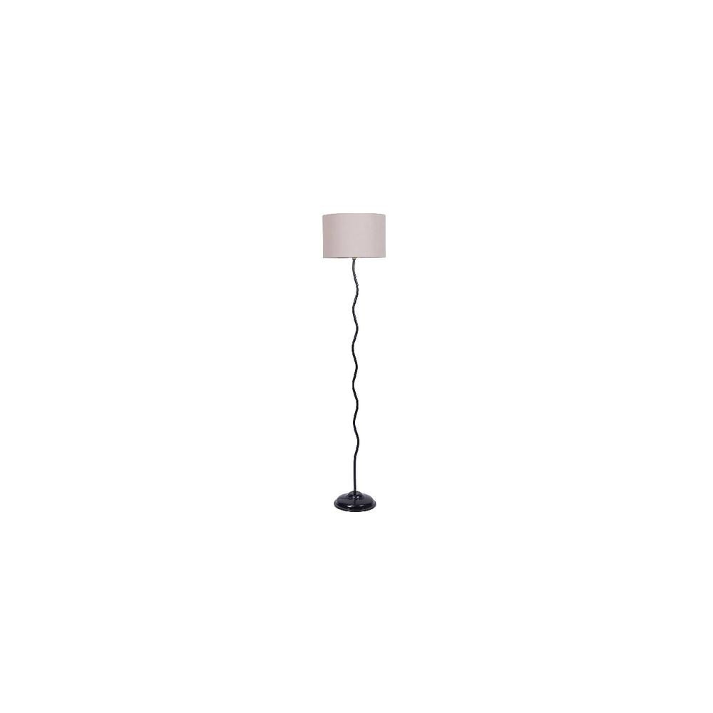 Teigan Grey Fabric Floor Lamp with Black Iron Base