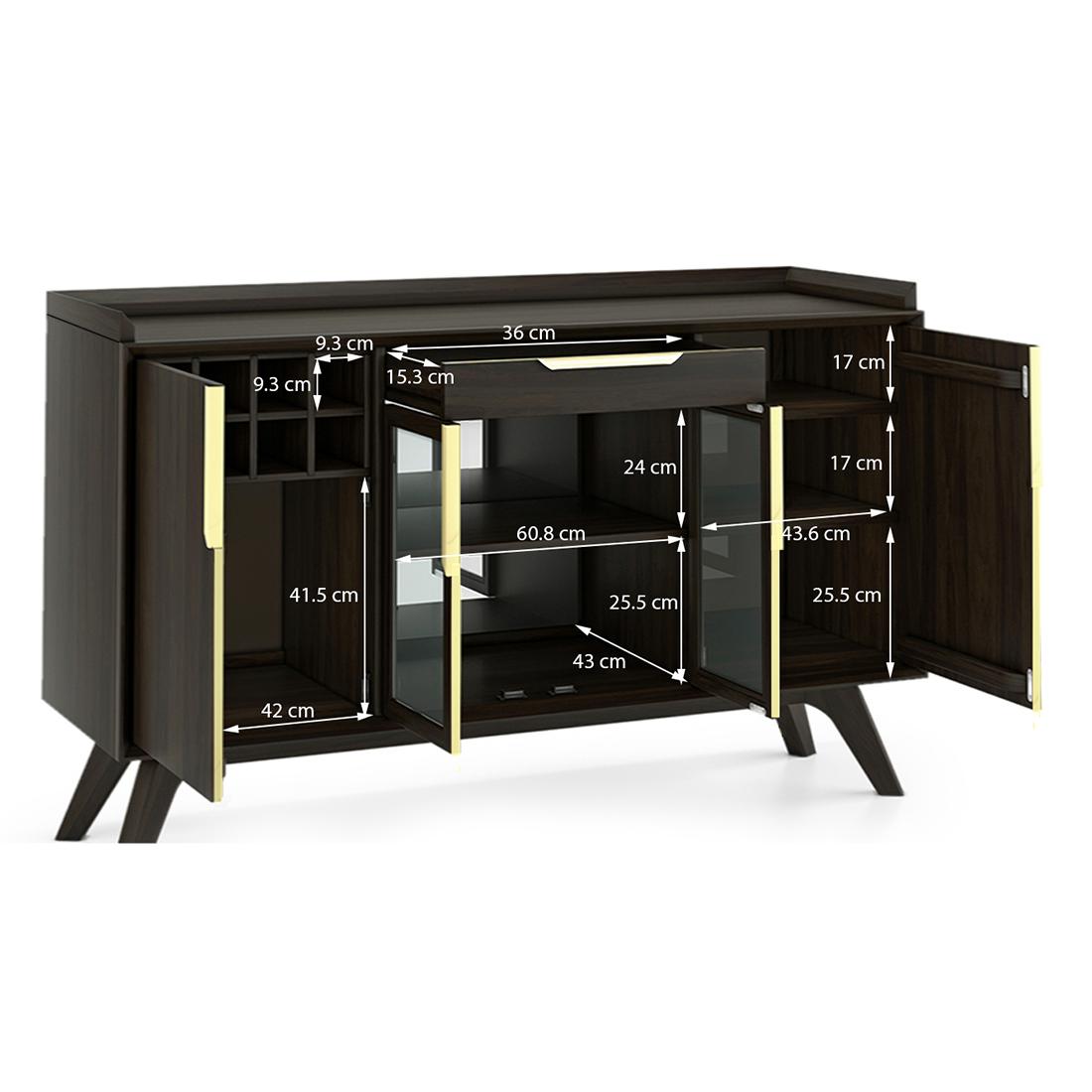 Taarkashi Solid Wood Bar Cabinet in American Walnut Finish