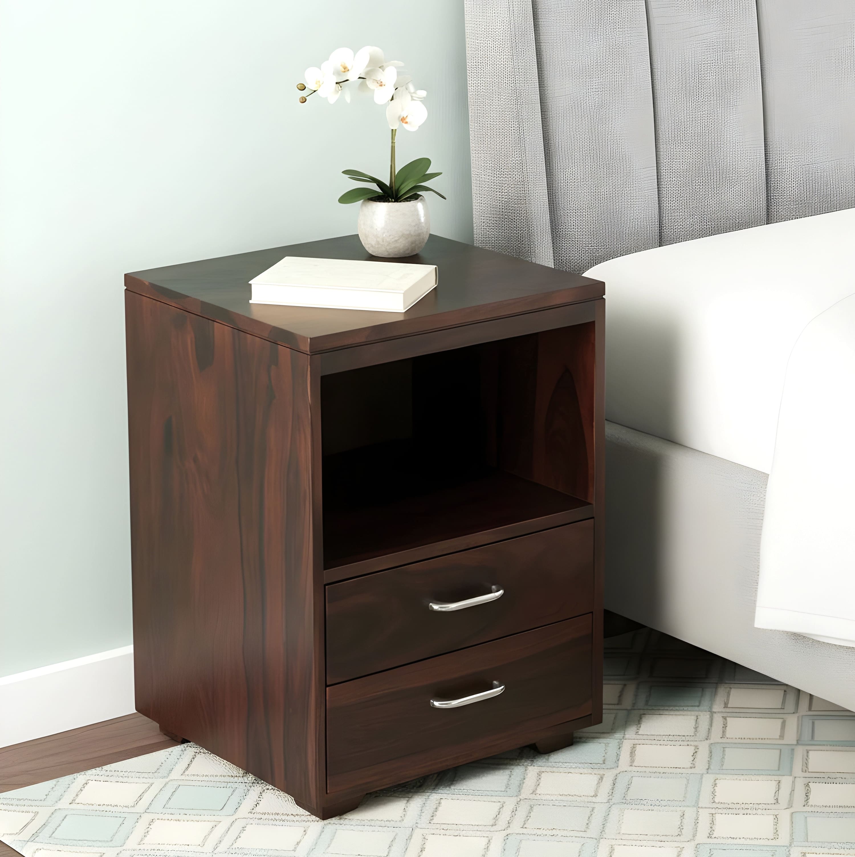 Kassel Side Table - Walnut Finish - Ikiriya